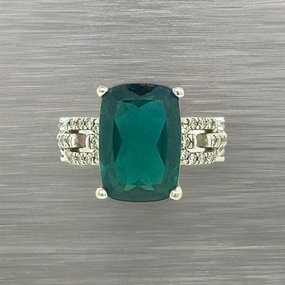Natural Tourmaline Diamond Ring 6 14k W Gold 5 TCW Certified 304176 - Picture 5 of 14